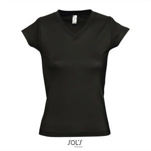 Zelf Bedrukken Dames T-Shirt V-Hals Zwart
