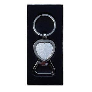 Sleutelhanger met opener Hart met uw eigen bedrukking - Geen bedrukking